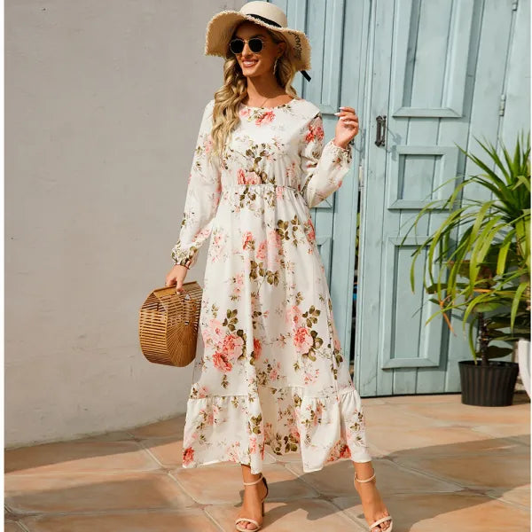 Vestido Longo Chiffon Floral Boho | Musa Brasil [v:16jfblp]