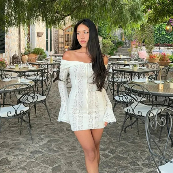 Vestido Longo Ombro a Ombro Renda Festa Elegante 2025 [v:3s0gor]