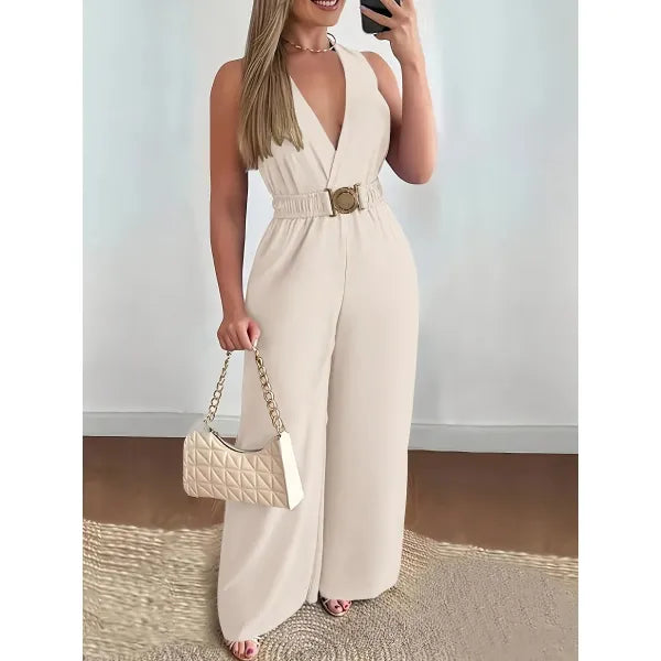 Macacão Feminino Perna Larga Decote V Streetwear Elegante [v:mldnw]