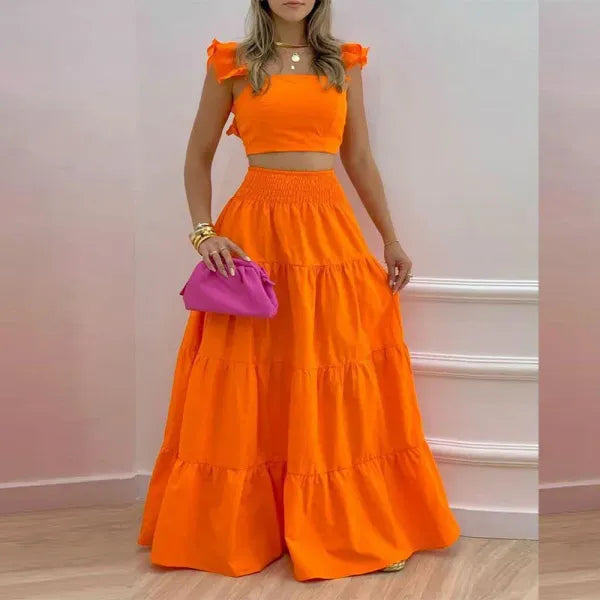 Conjunto Feminino Saia e Cinto Cintura Moda Casual Elegante