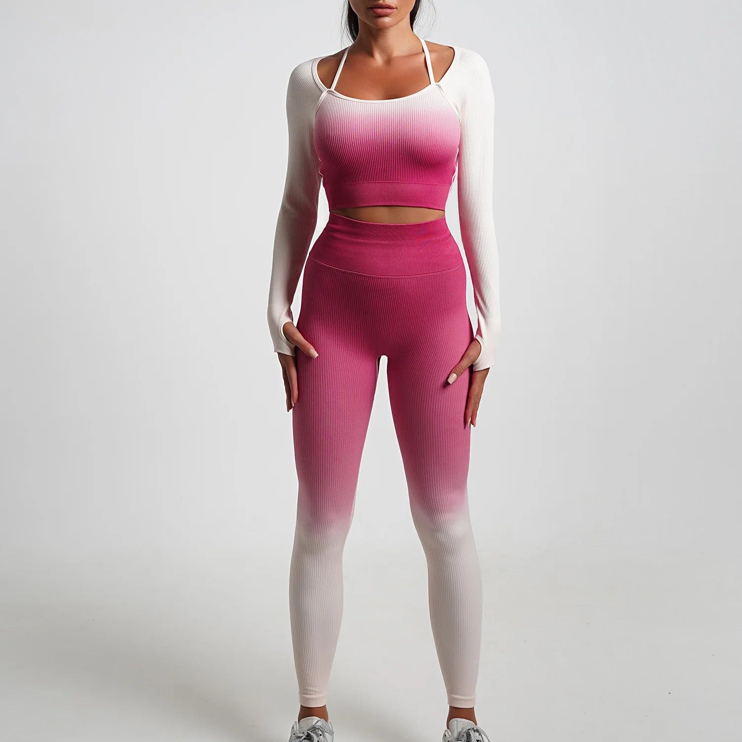 Conjunto Academia Sem Costura Manga Longa - Gradient