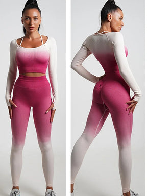 Conjunto Academia Sem Costura Manga Longa - Gradient